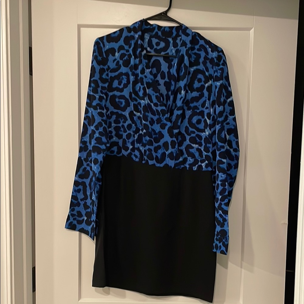 Blue and Black Animal Print Dress